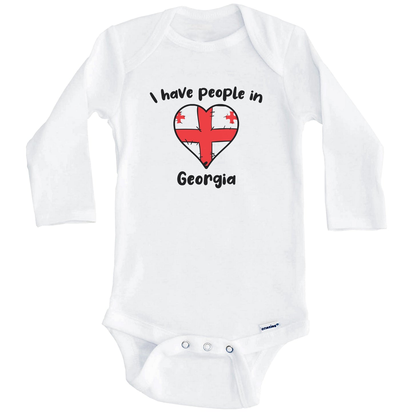 Georgian Flag Heart I Have People In Georgia Baby Bodysuit (Long Sleeves)