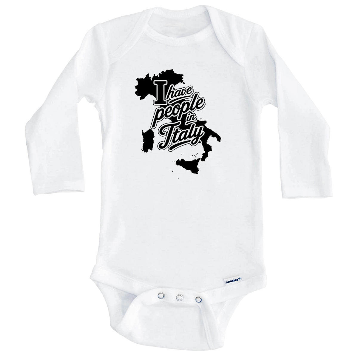 I Have People In Italy Country Silhouette Baby Bodysuit (Long Sleeves)