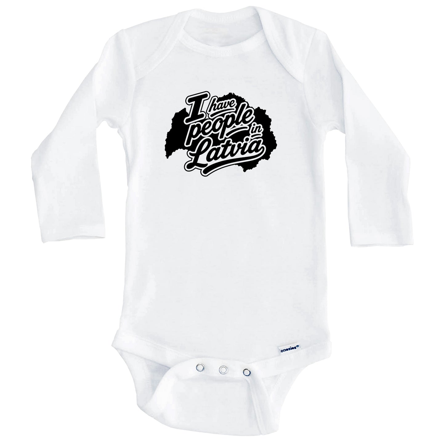 I Have People In Latvia Country Silhouette Baby Bodysuit (Long Sleeves)