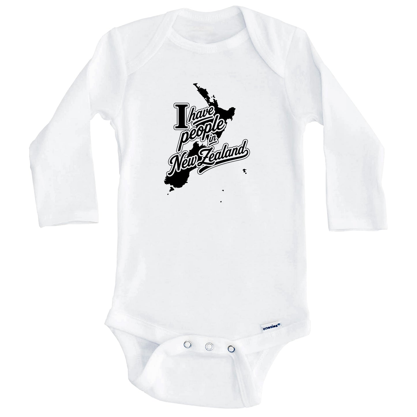 I Have People In New Zealand Country Silhouette Baby Bodysuit (Long Sleeves)