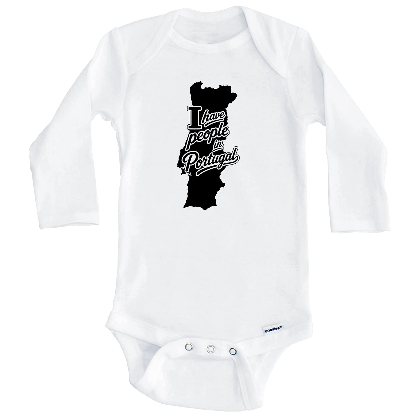 I Have People In Portugal Country Silhouette Baby Bodysuit (Long Sleeves)