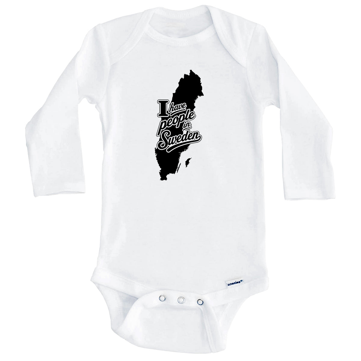 I Have People In Sweden Country Silhouette Baby Bodysuit (Long Sleeves)