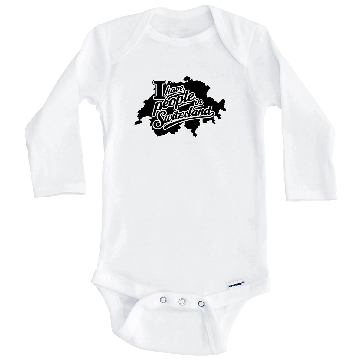 I Have People In Switzerland Country Silhouette Baby Bodysuit (Long Sleeves)