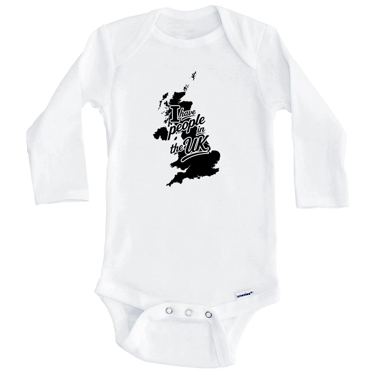 I Have People In the UK United Kingdom Silhouette Baby Bodysuit (Long Sleeves)