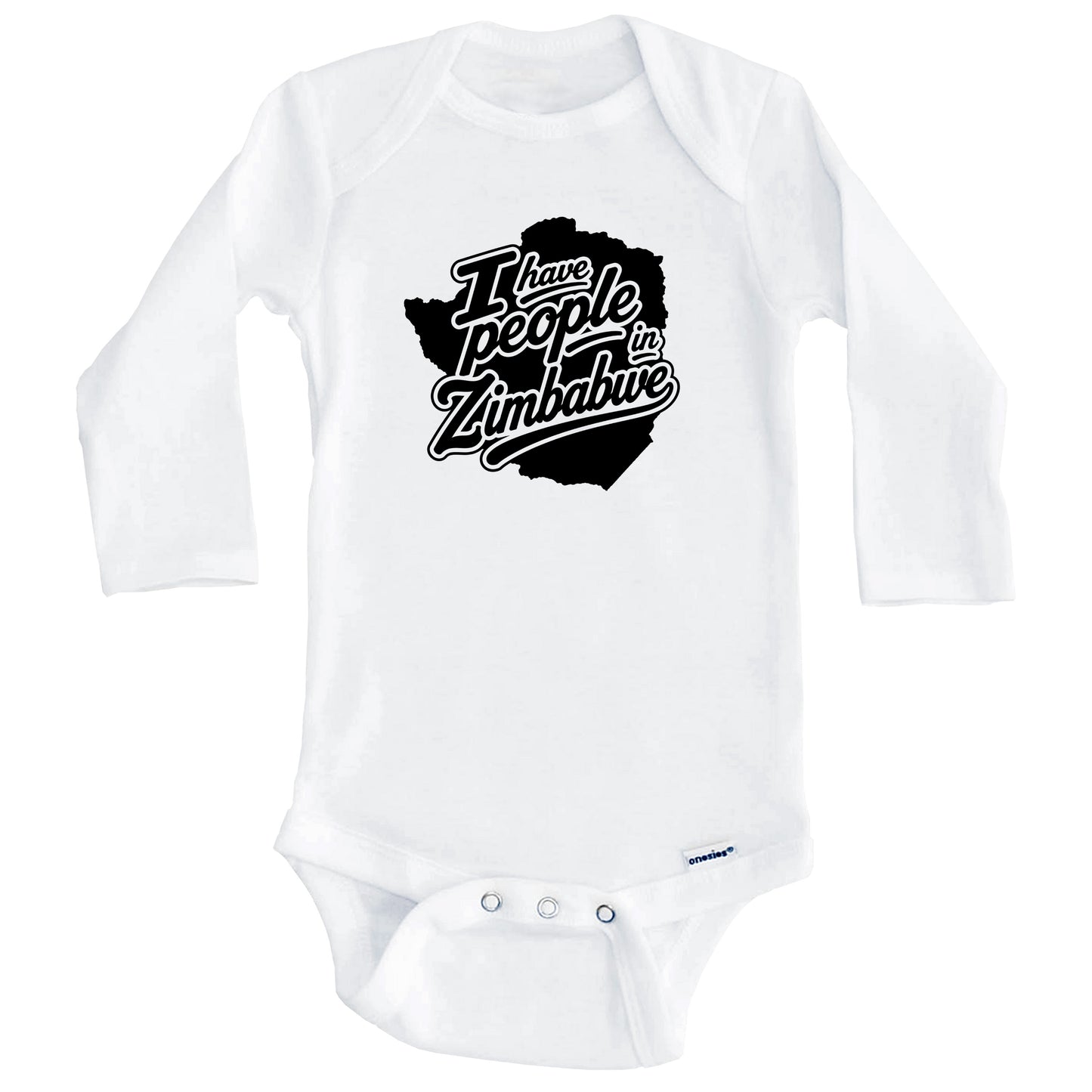 I Have People In Zimbabwe Country Silhouette Baby Bodysuit (Long Sleeves)