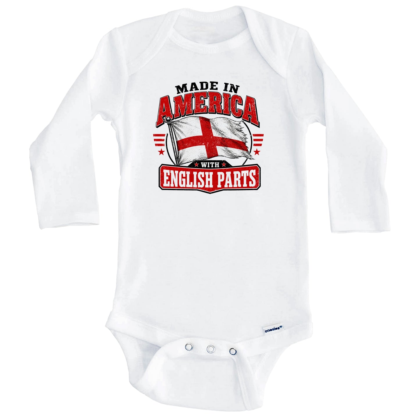 Made In America With English Parts England Flag Baby Bodysuit (Long Sleeves)