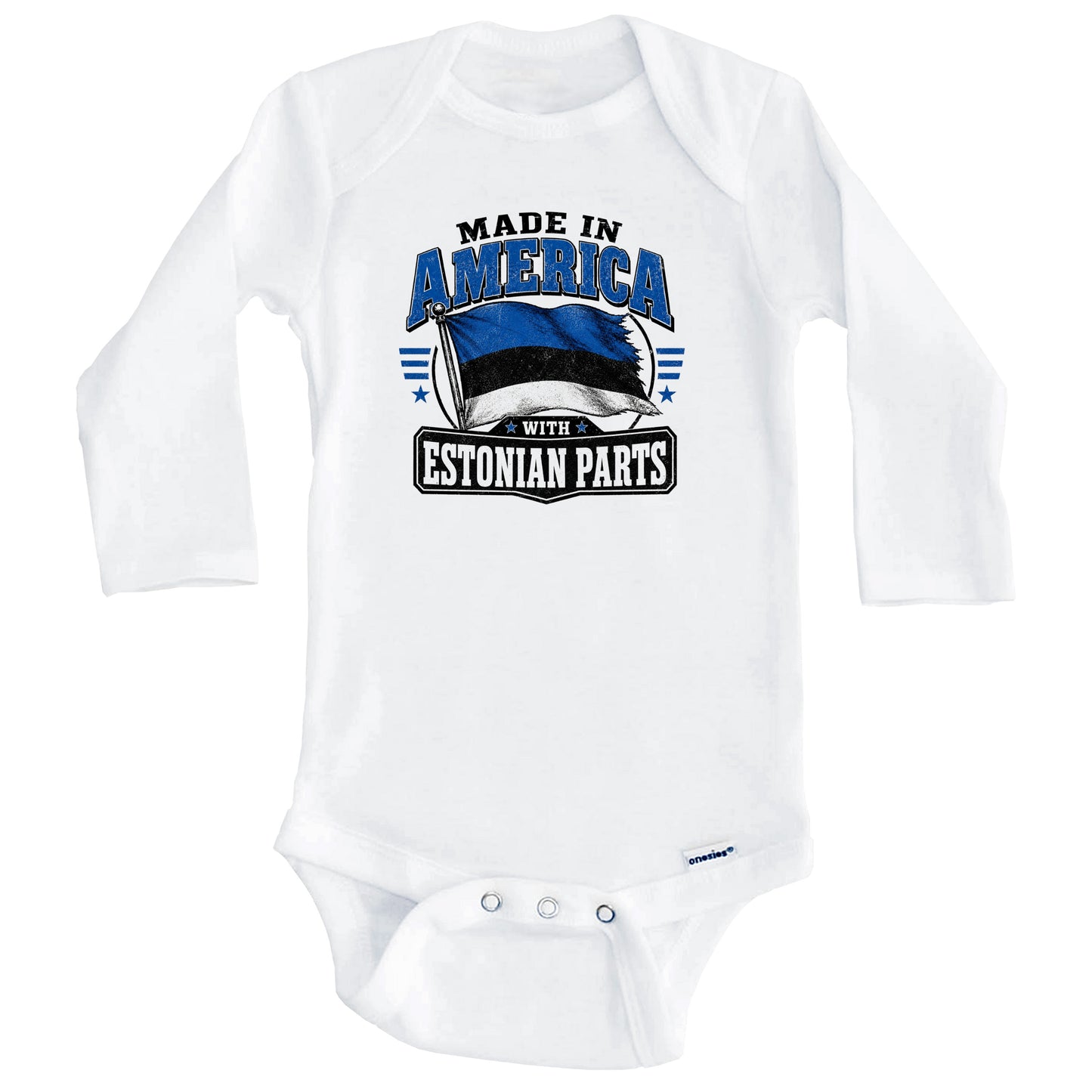 Made In America With Estonian Parts Estonia Flag Baby Bodysuit (Long Sleeves)