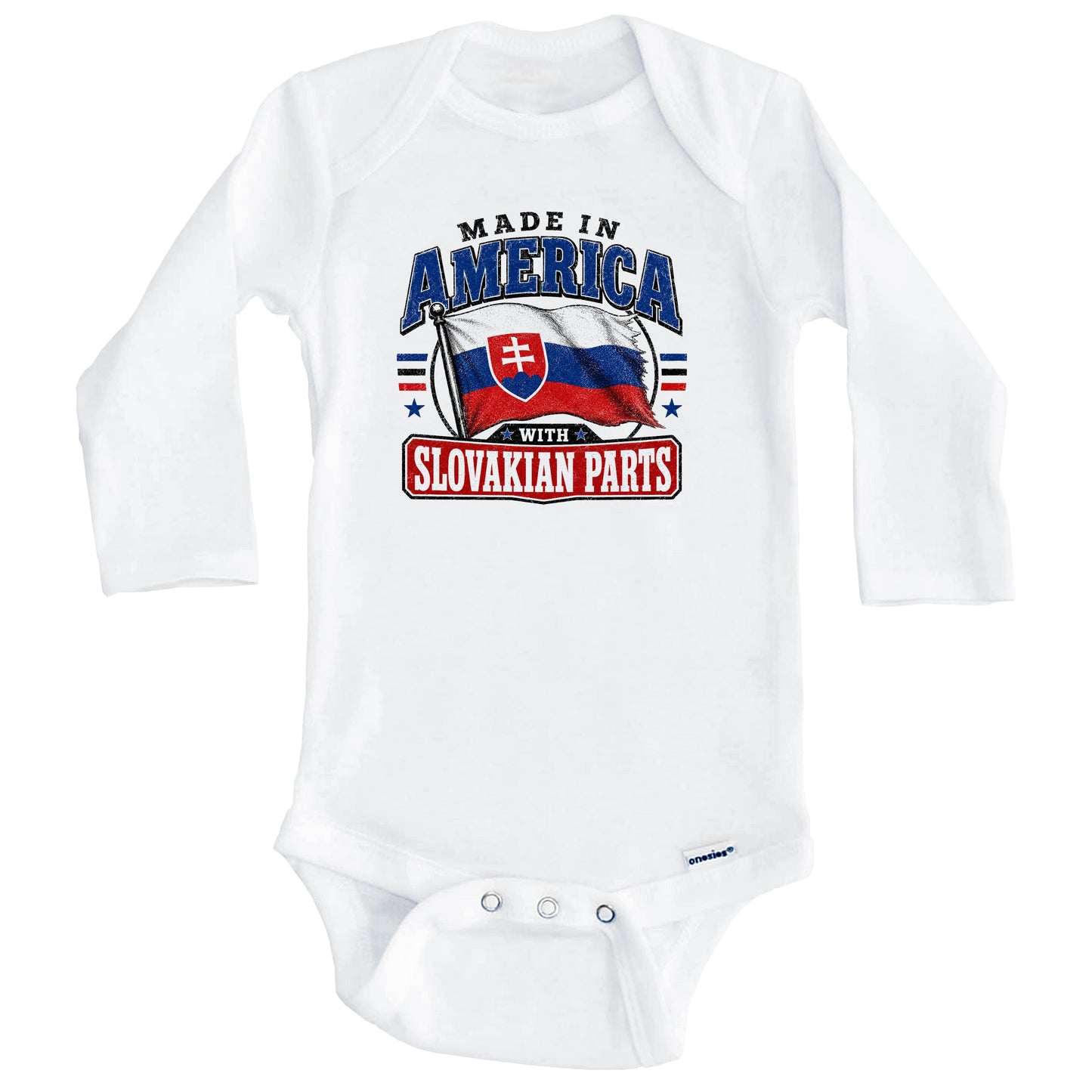 Made In America With Slovakian Parts Slovakia Flag Baby Bodysuit (Long Sleeves)