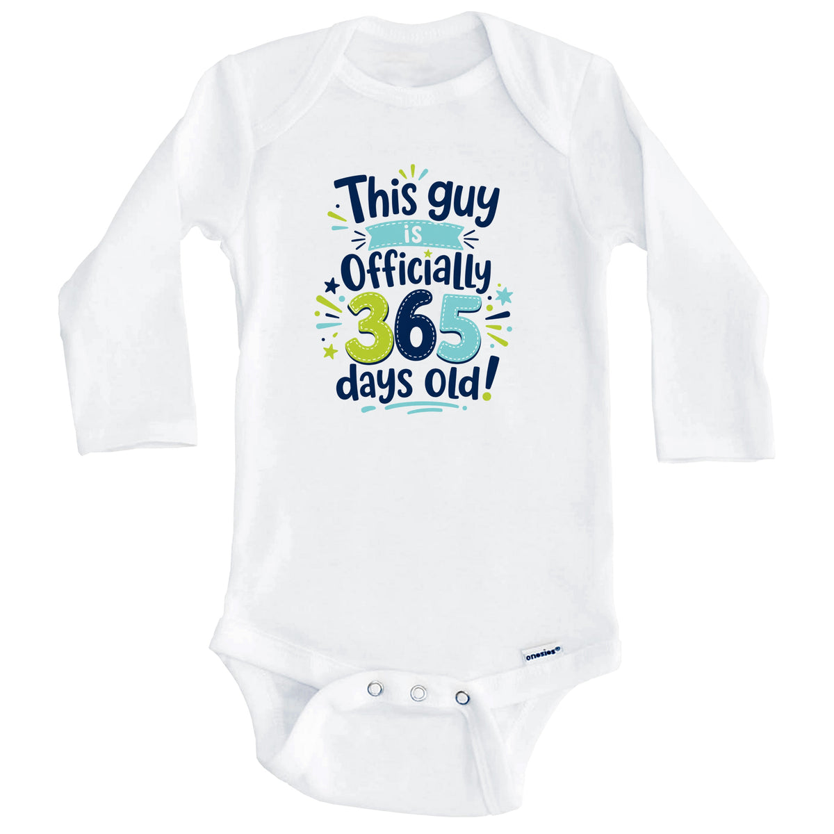This Guy Is Officially One Year Old First Birthday Baby Bodysuit v2 (Long Sleeves)