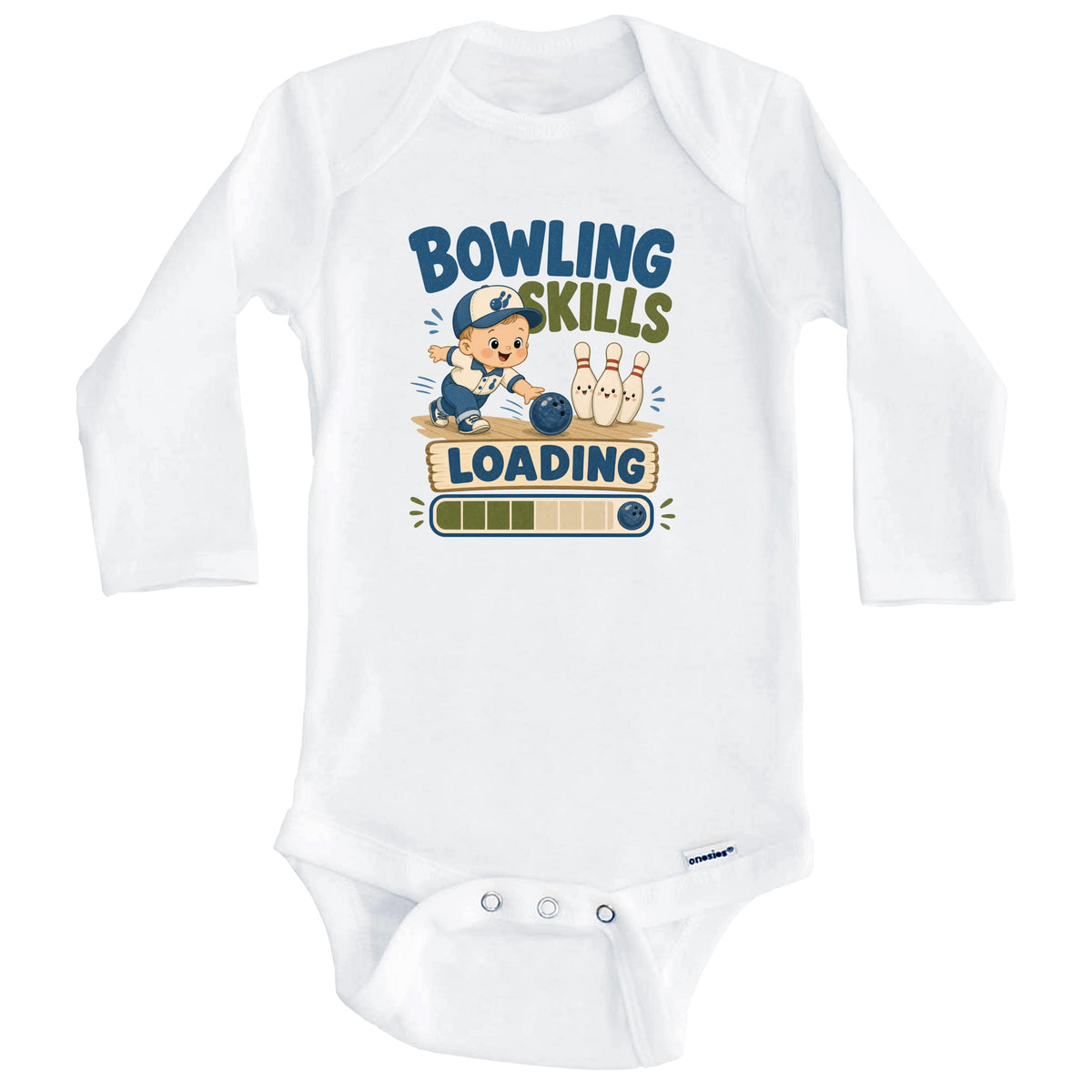 Bowling Skills Loading Funny Bowler Humor Baby Bodysuit (Long Sleeves)