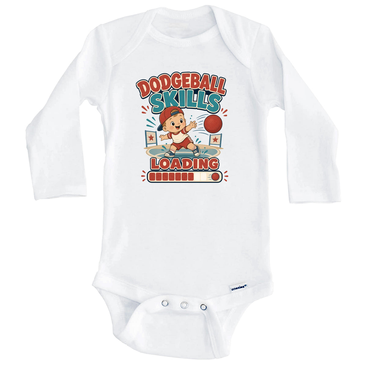 Dodgeball Skills Loading Funny Sports Humor Baby Bodysuit (Long Sleeves)