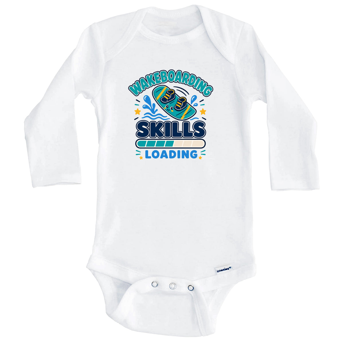 Wakeboarding Skills Loading Funny Wakeboard Humor Baby Bodysuit (Long Sleeves)