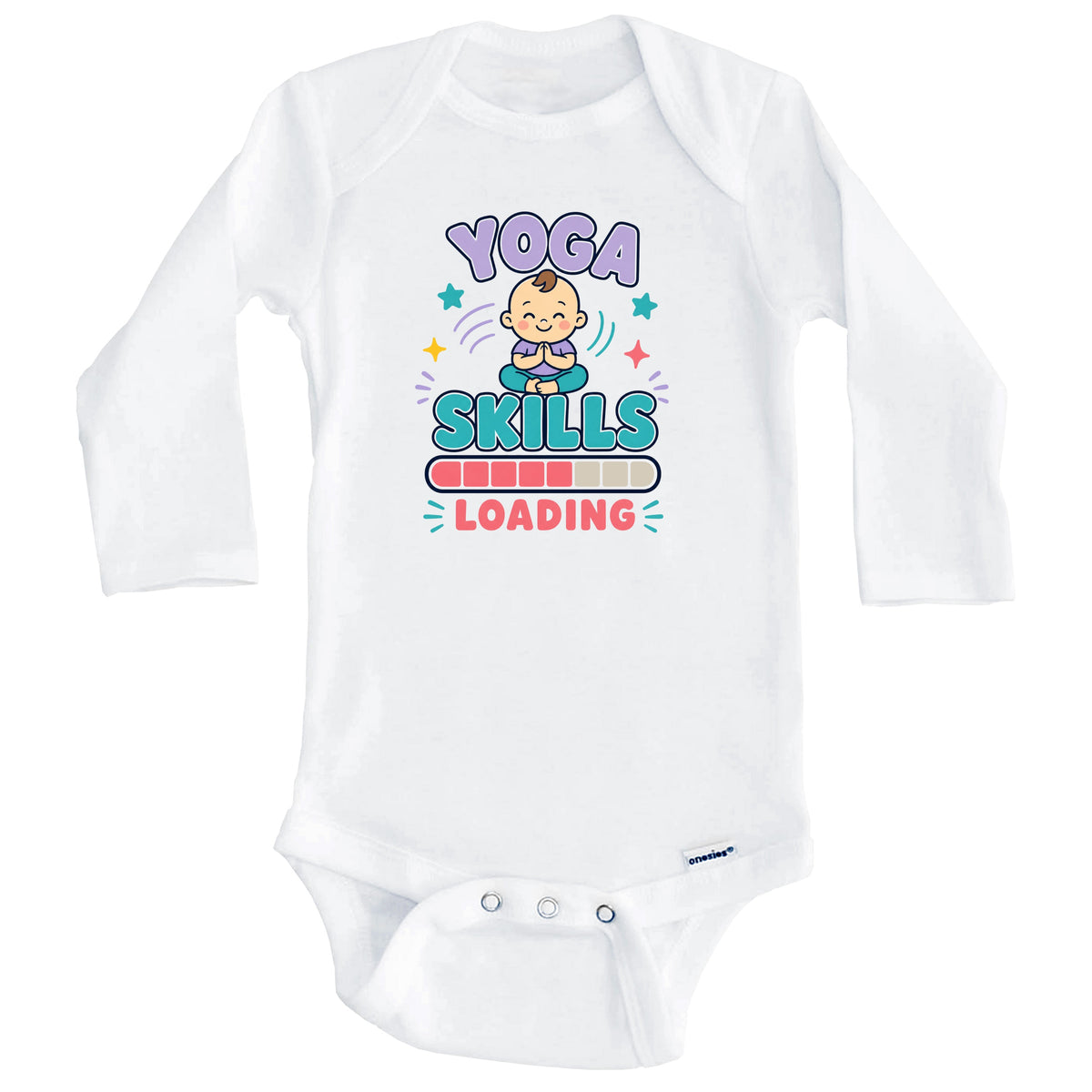Yoga Skills Loading Funny Yoga Humor Baby Bodysuit (Long Sleeves)