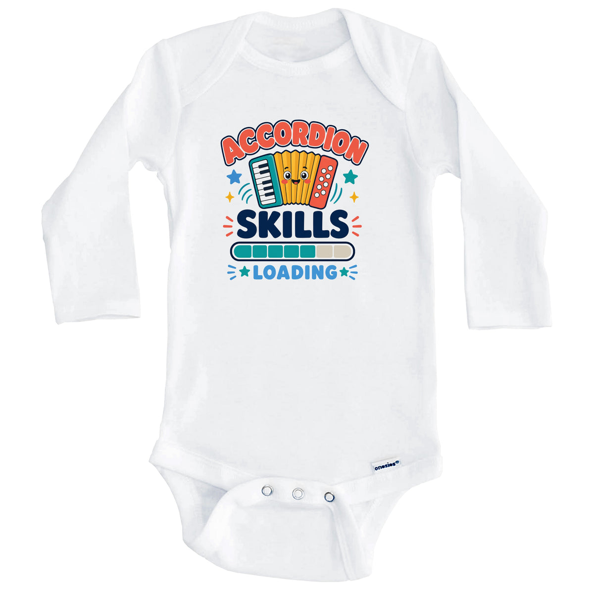 Accordion Skills Loading Funny Musician Humor Baby Bodysuit (Long Sleeves)