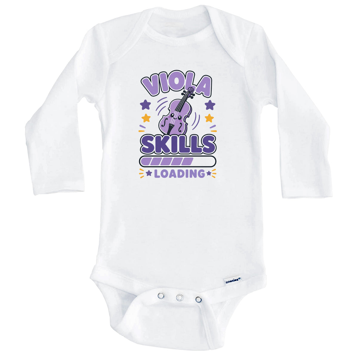 Viola Skills Loading Funny Musician Humor Baby Bodysuit (Long Sleeves)