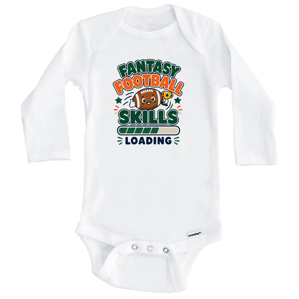 Fantasy Football Skills Loading Funny Fantasy Sports Baby Bodysuit (Long Sleeves)