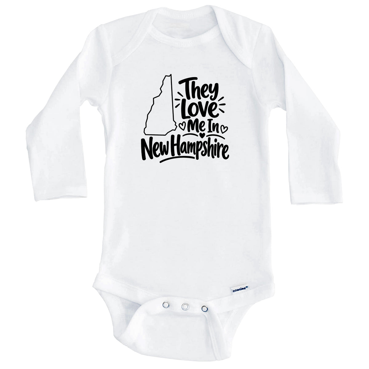 They Love Me In New Hampshire Funny Baby Bodysuit (Long Sleeves)