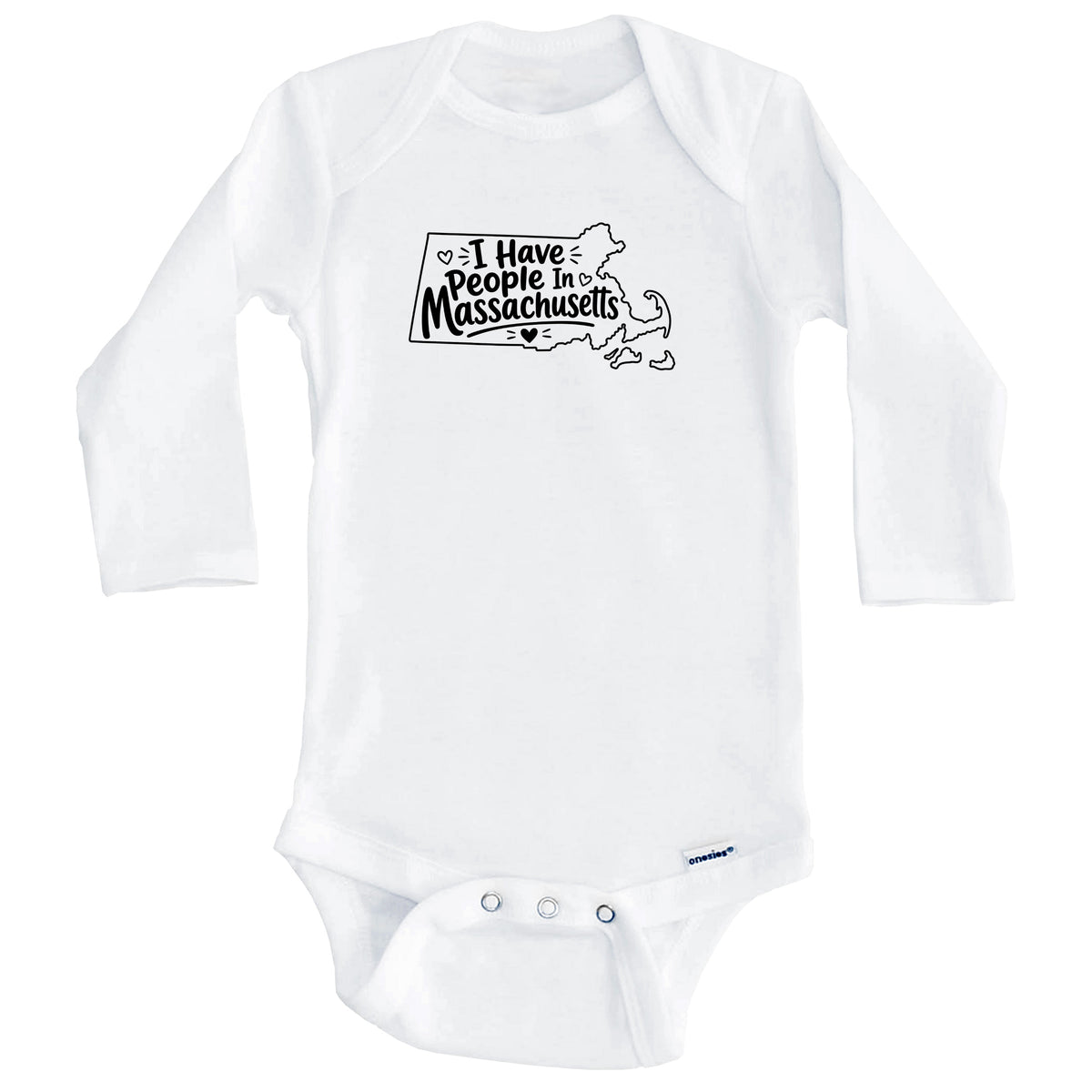 I Have People In Massachusetts Cute State Silhouette Baby Bodysuit (Long Sleeves)