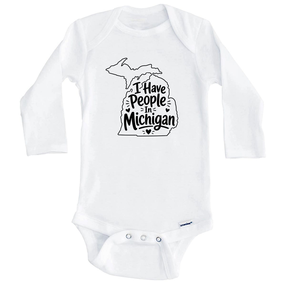 I Have People In Michigan Cute State Silhouette Baby Bodysuit (Long Sleeves)