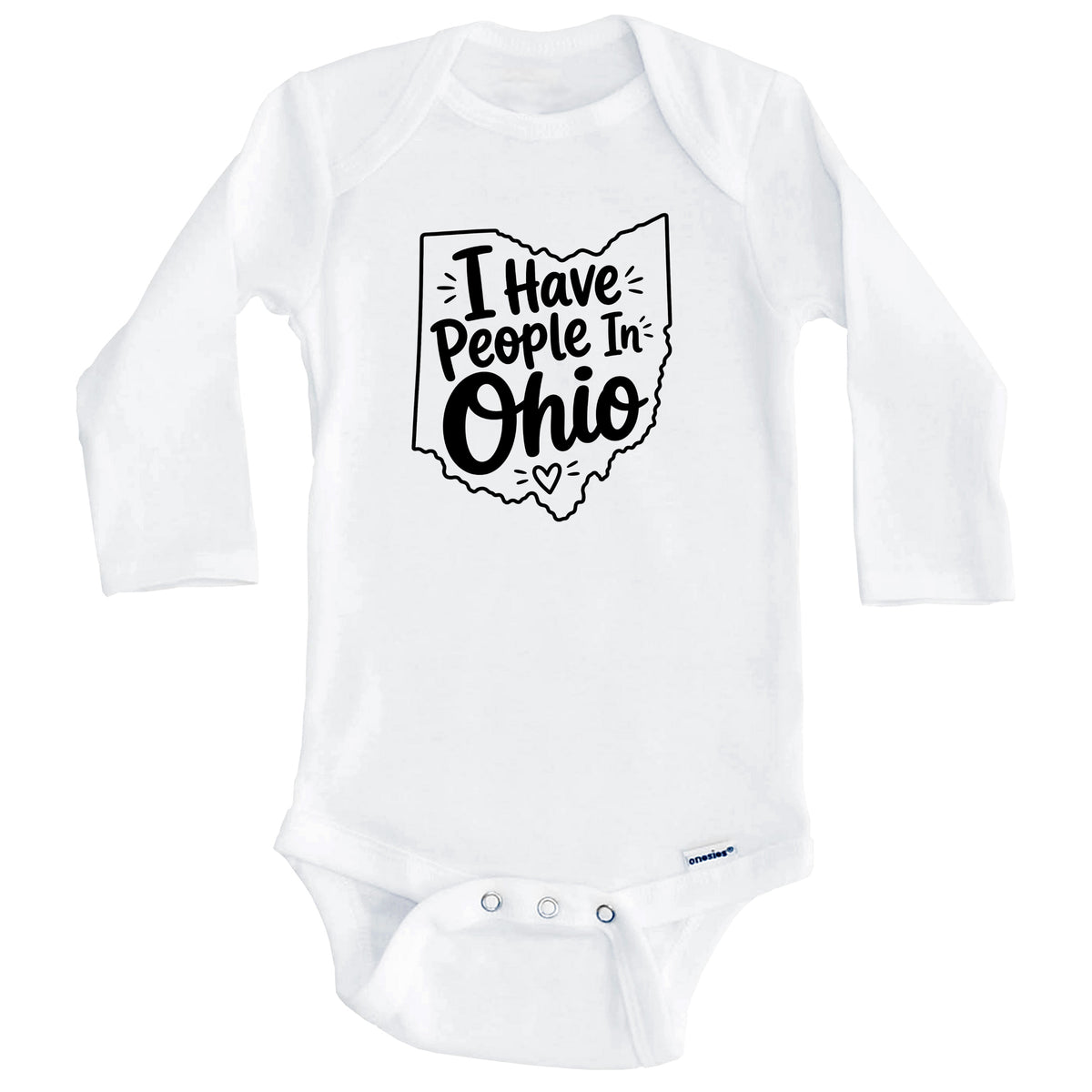 I Have People In Ohio Cute State Silhouette Baby Bodysuit (Long Sleeves)
