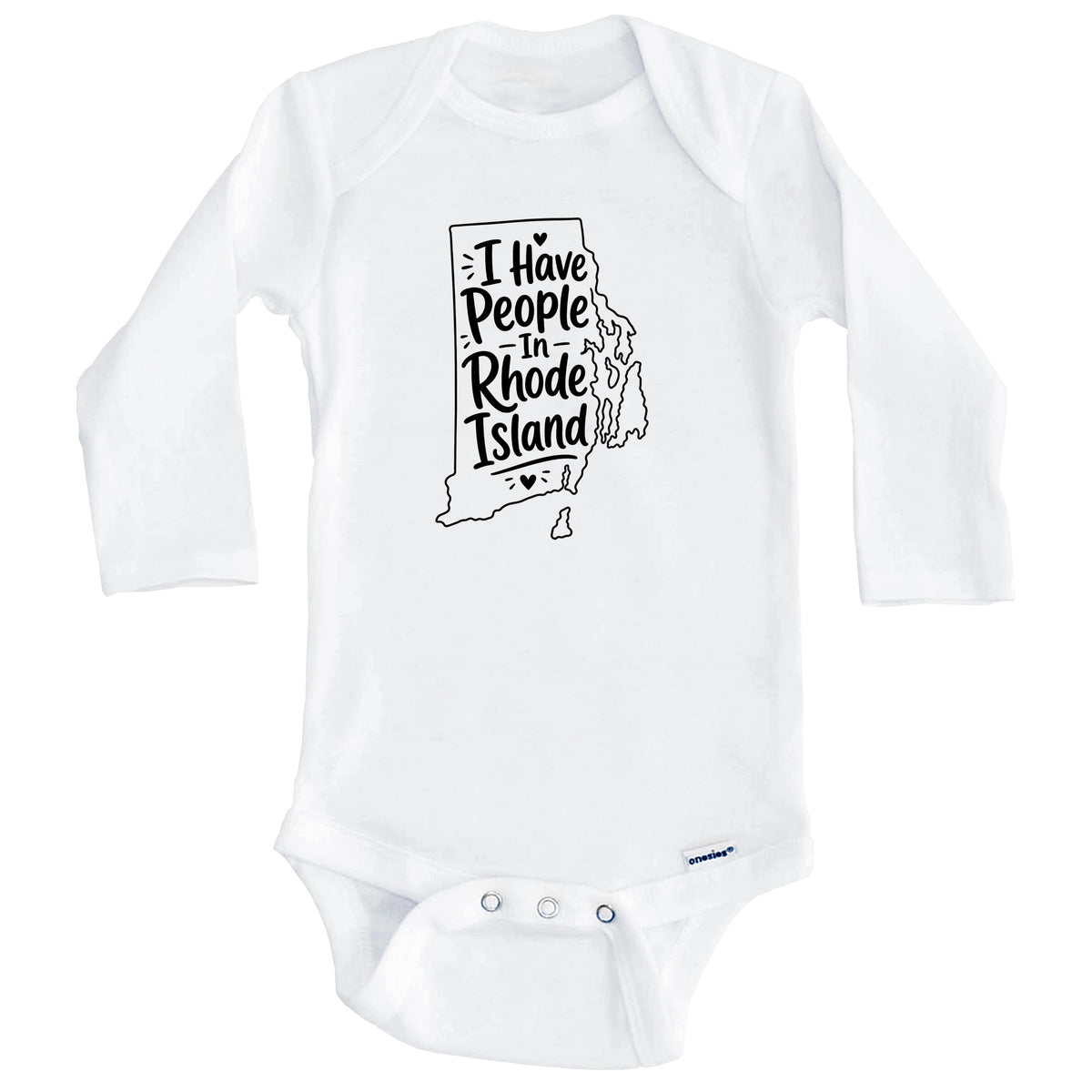 I Have People In Rhode Island Cute State Silhouette Baby Bodysuit (Long Sleeves)