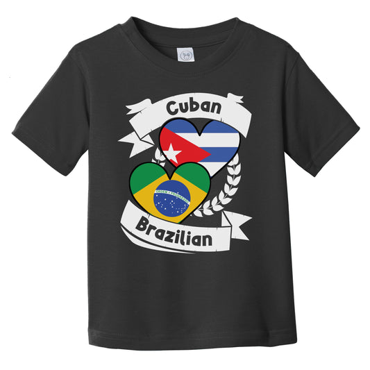 Cuban Brazilian Heart Flags Cuba Brazil Infant Toddler T-Shirt