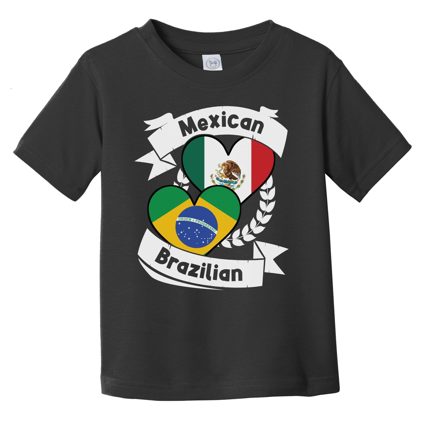 Mexican Brazilian Heart Flags Mexico Brazil Infant Toddler T-Shirt