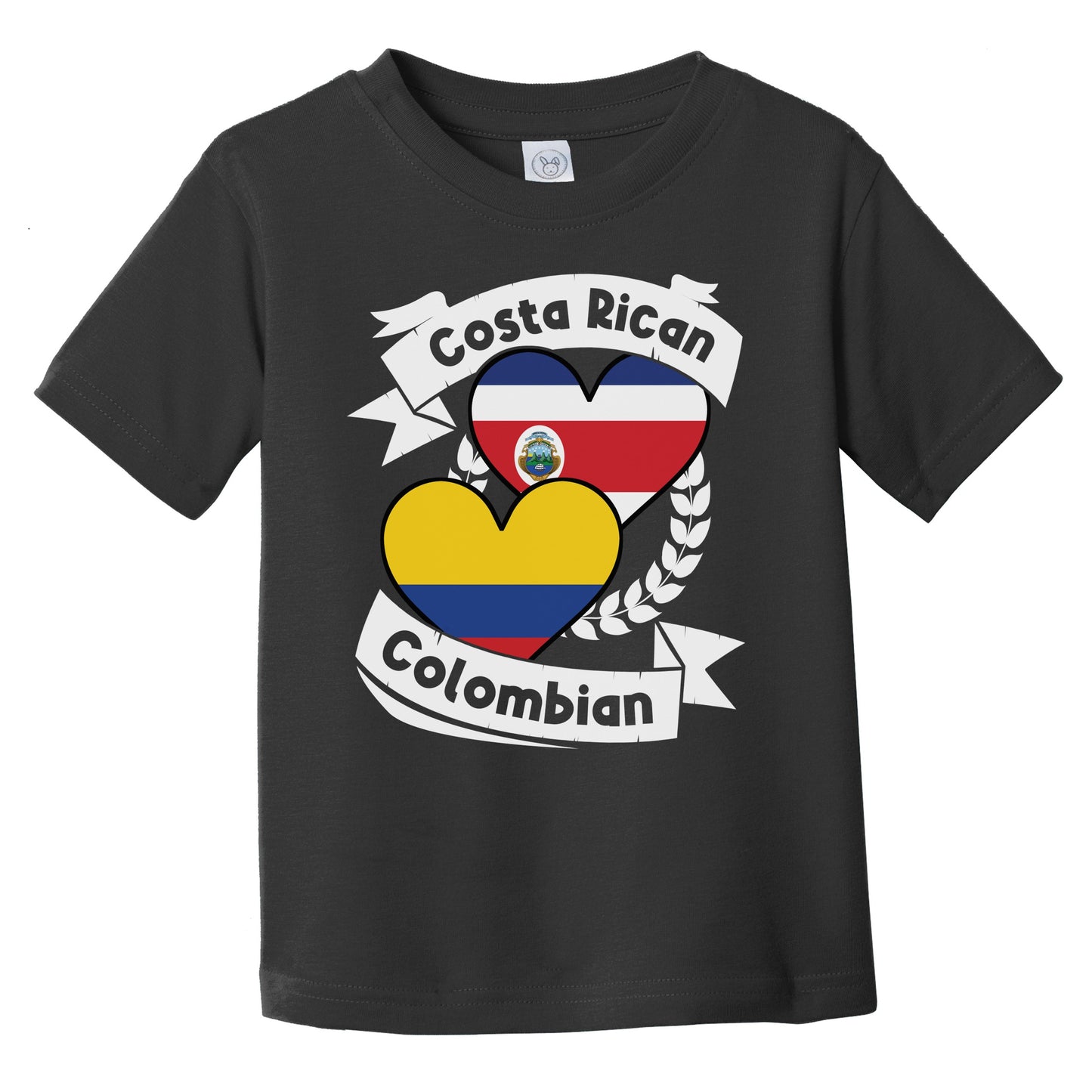 Costa Rican Colombian Heart Flags Costa Rica Colombia Infant Toddler T-Shirt