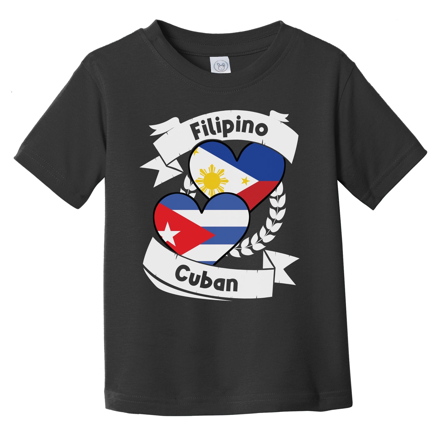 Filipino Cuban Heart Flags Philippines Cuba Infant Toddler T-Shirt