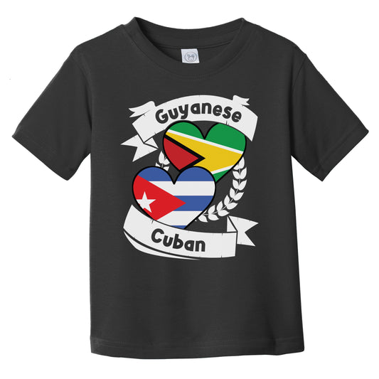 Guyanese Cuban Heart Flags Guyana Cuba Infant Toddler T-Shirt