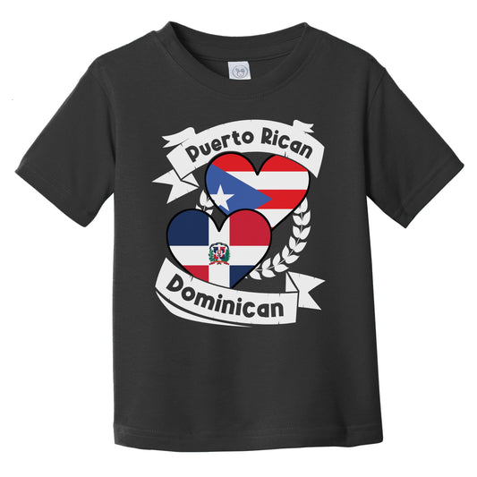 Puerto Rican Dominican Heart Flags Puerto Rico Dominican Republic Infant Toddler T-Shirt