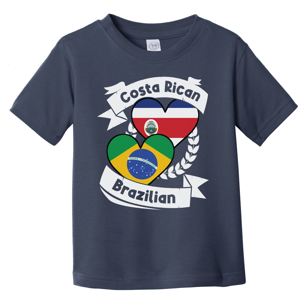 Costa Rican Brazilian Heart Flags Costa Rica Brazil Infant Toddler T-Shirt