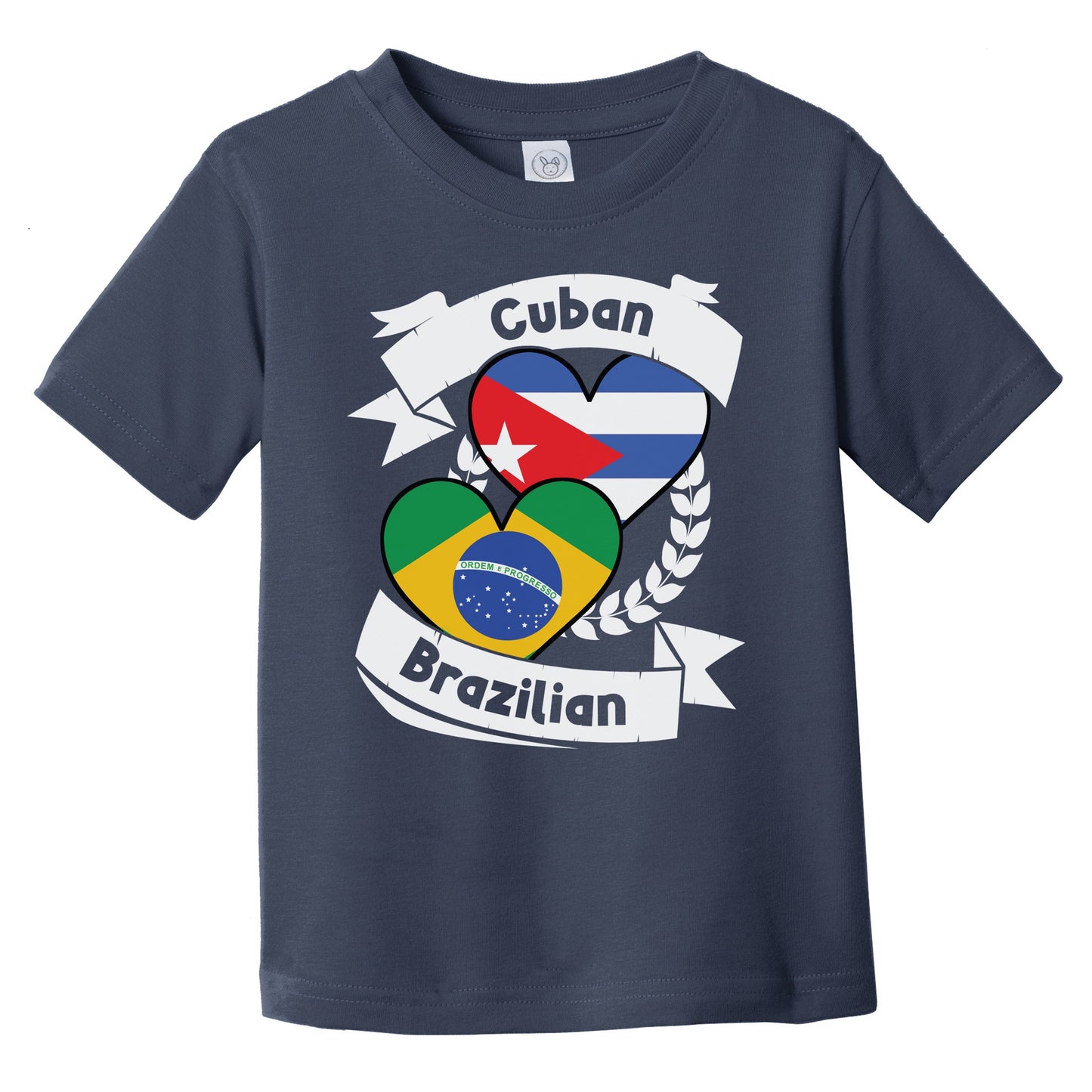 Cuban Brazilian Heart Flags Cuba Brazil Infant Toddler T-Shirt