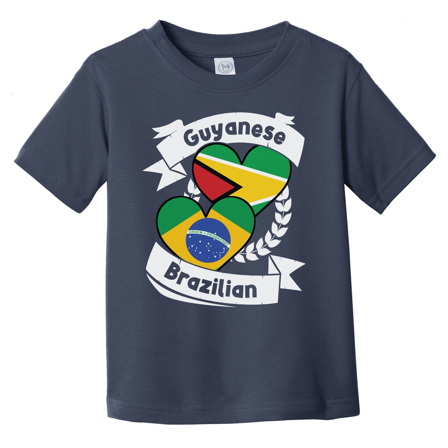 Guyanese Brazilian Heart Flags Guyana Brazil Infant Toddler T-Shirt