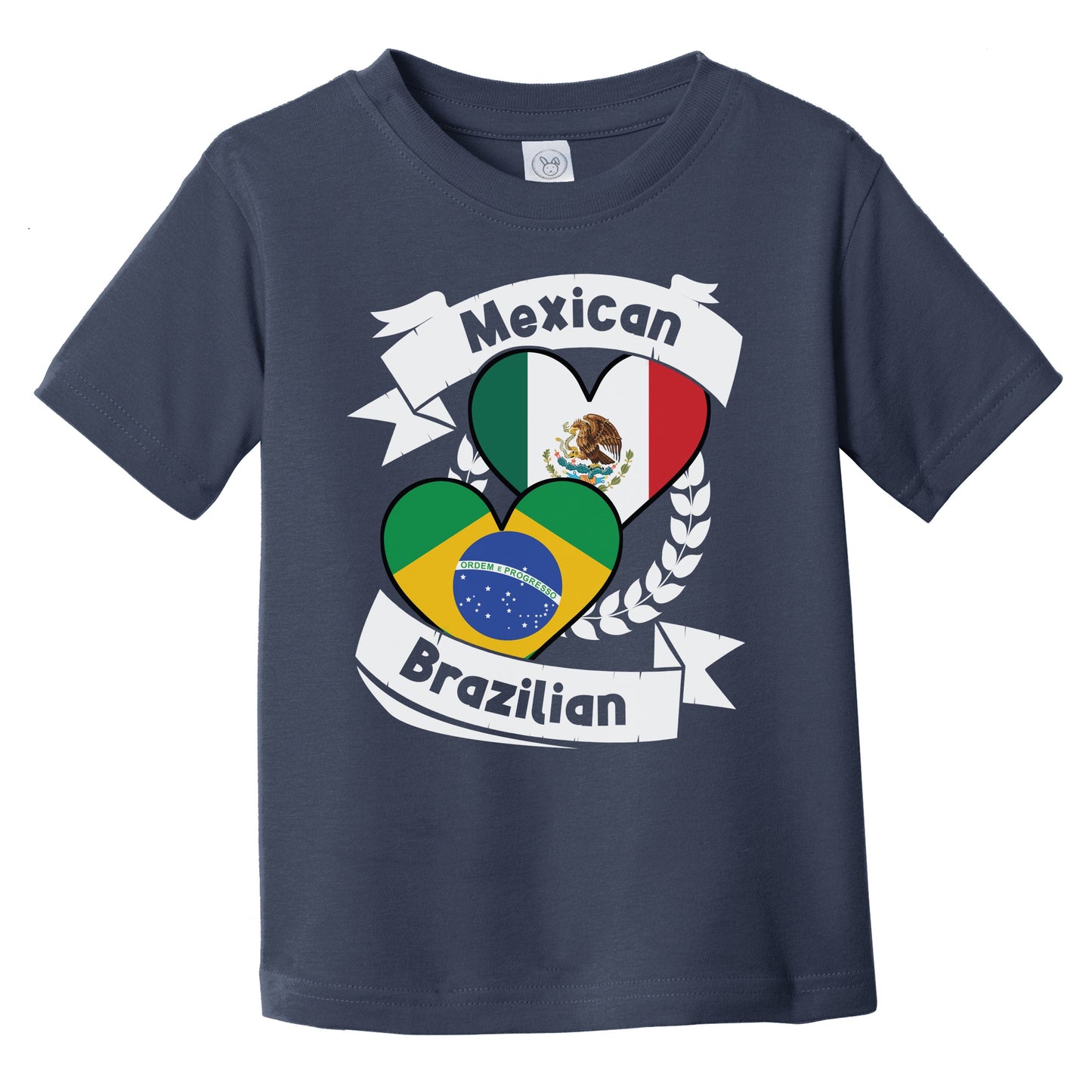Mexican Brazilian Heart Flags Mexico Brazil Infant Toddler T-Shirt