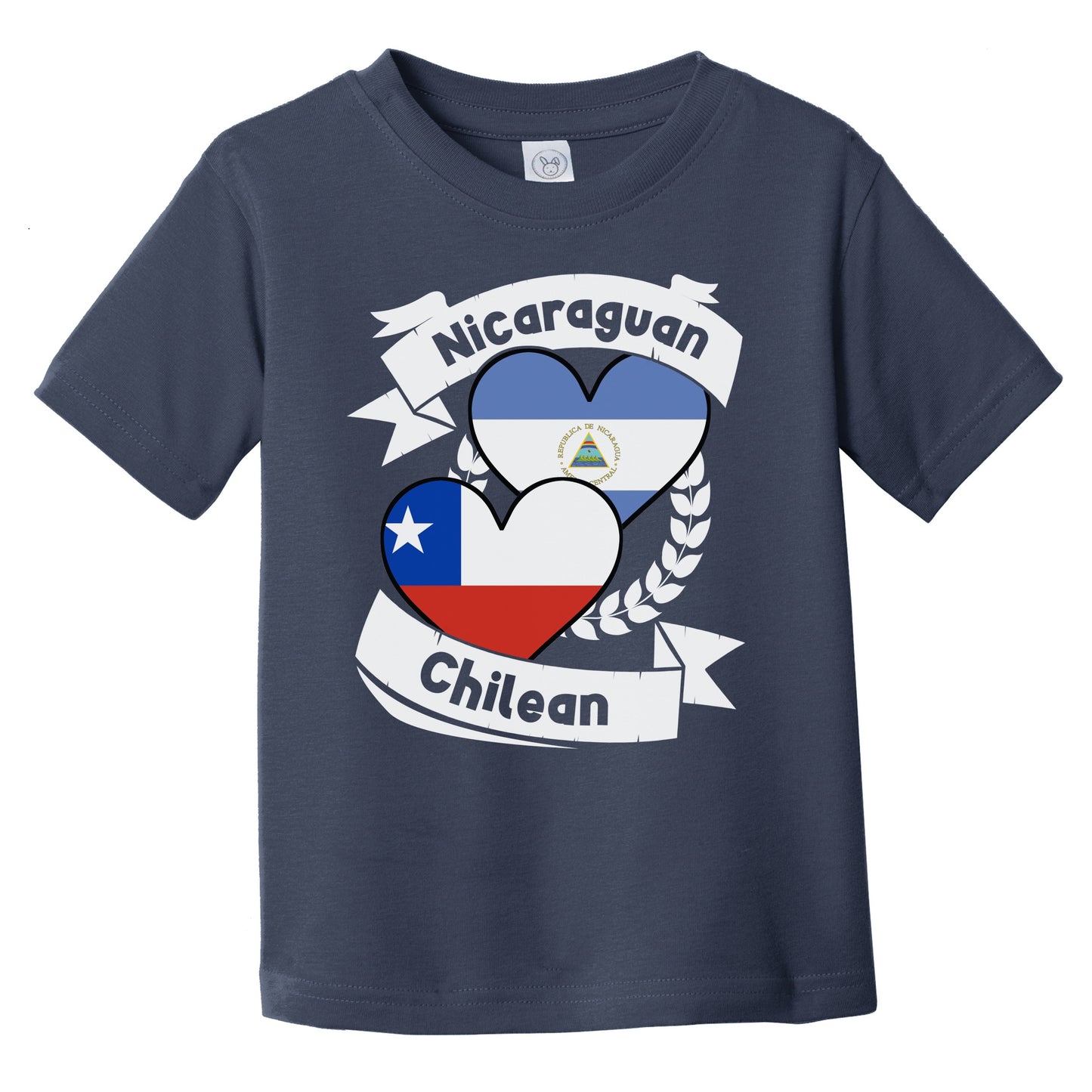 Nicaraguan Chilean Heart Flags Nicaragua Chile Infant Toddler T-Shirt
