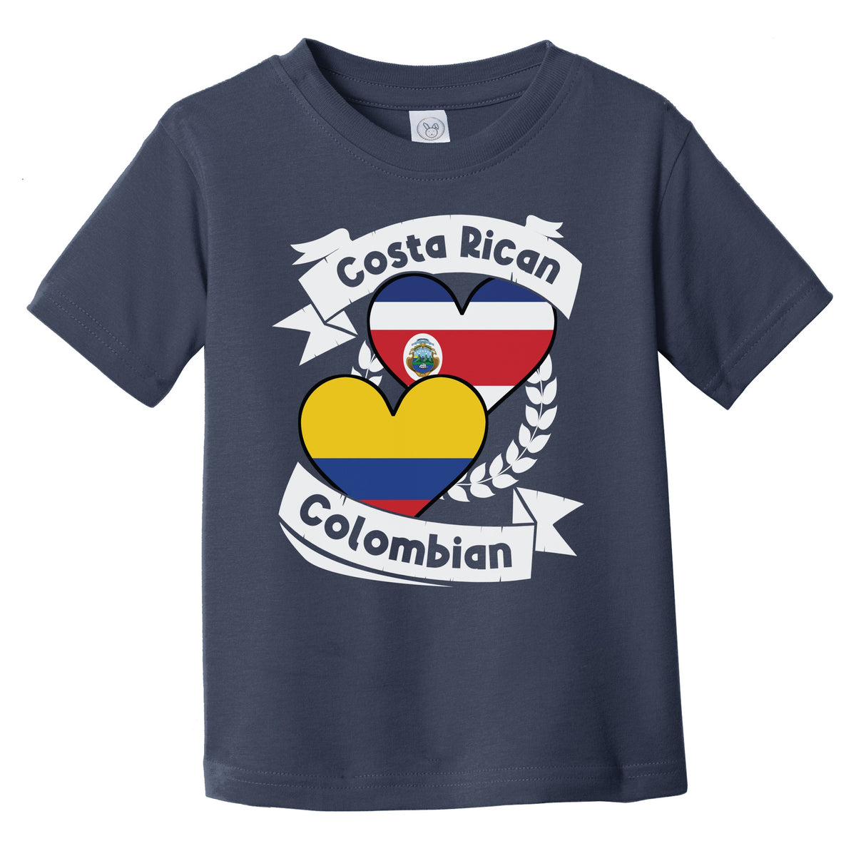 Costa Rican Colombian Heart Flags Costa Rica Colombia Infant Toddler T-Shirt