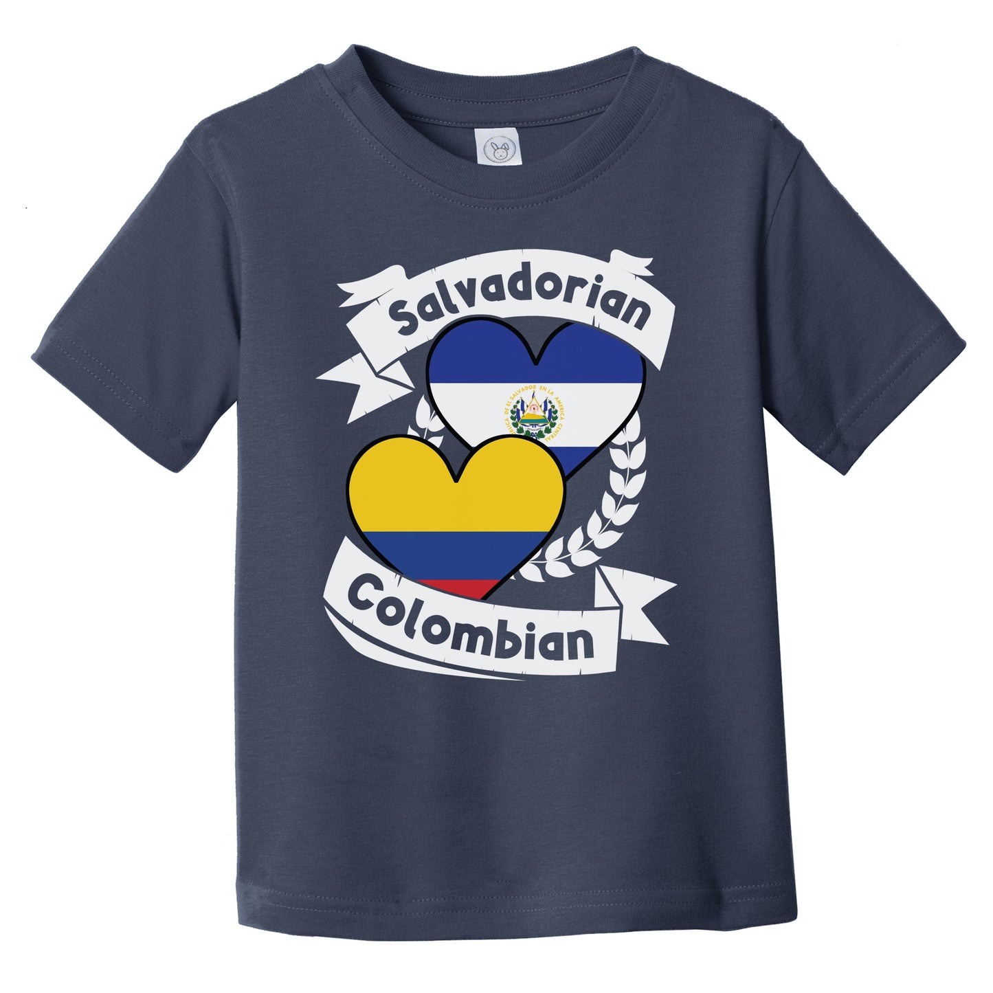 Salvadorian Colombian Heart Flags El Salvador Colombia Infant Toddler T-Shirt