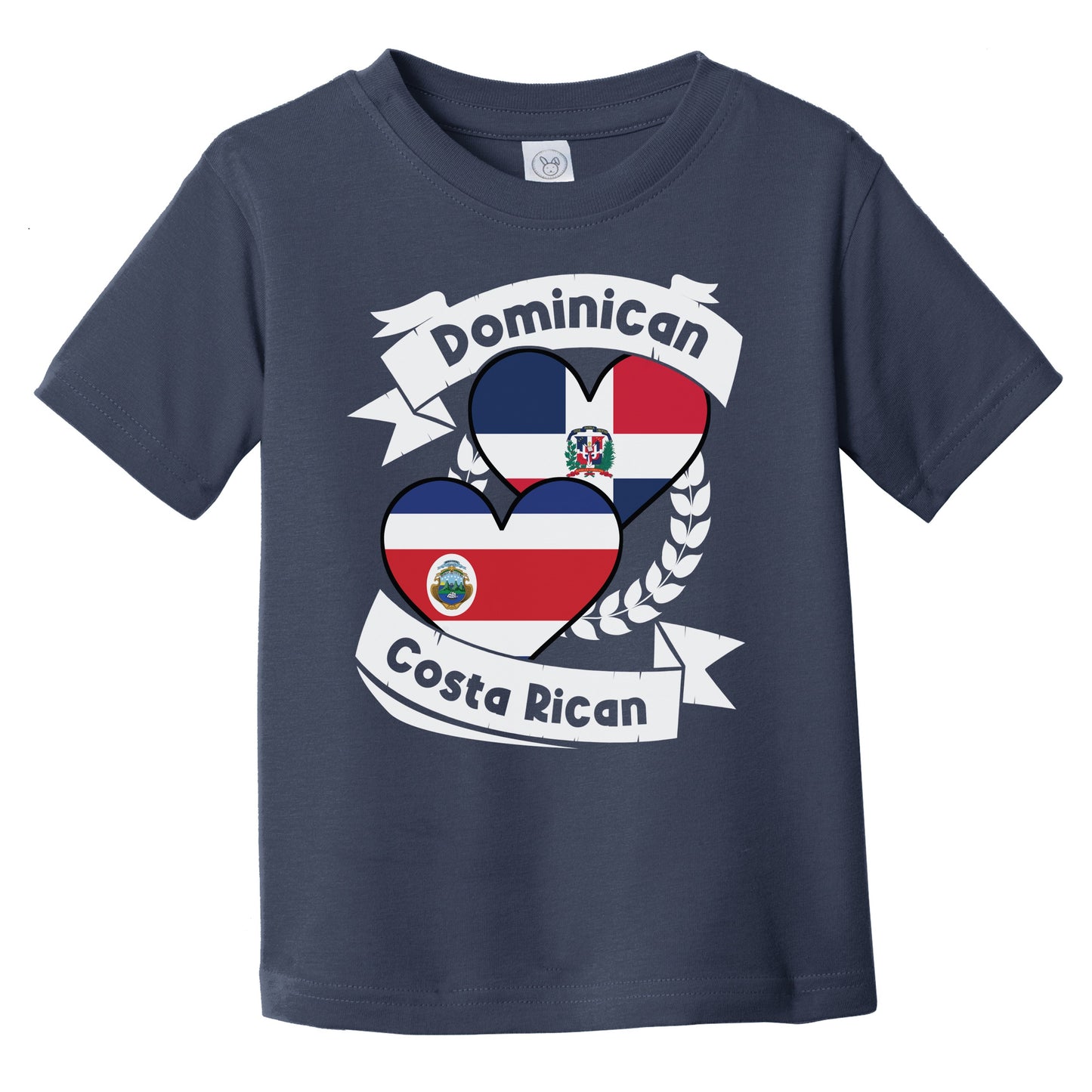 Dominican Costa Rican Heart Flags Dominican Republic Costa Rica Infant Toddler T-Shirt