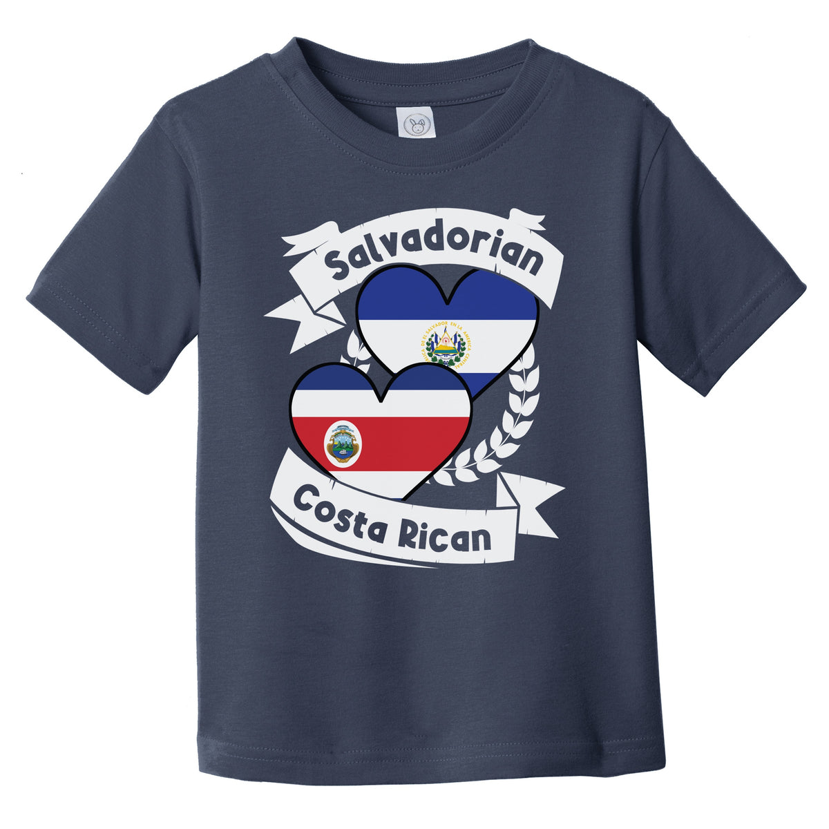 Salvadorian Costa Rican Heart Flags El Salvador Costa Rica Infant Toddler T-Shirt