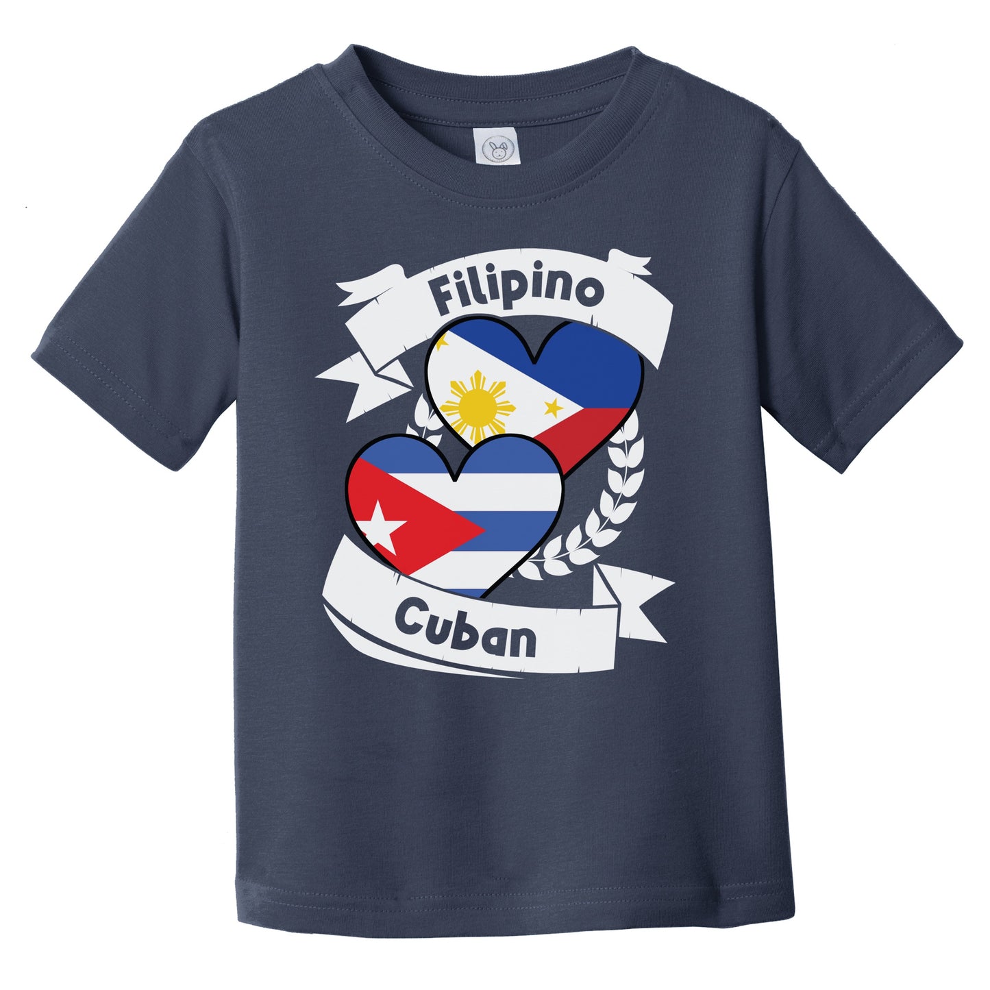 Filipino Cuban Heart Flags Philippines Cuba Infant Toddler T-Shirt