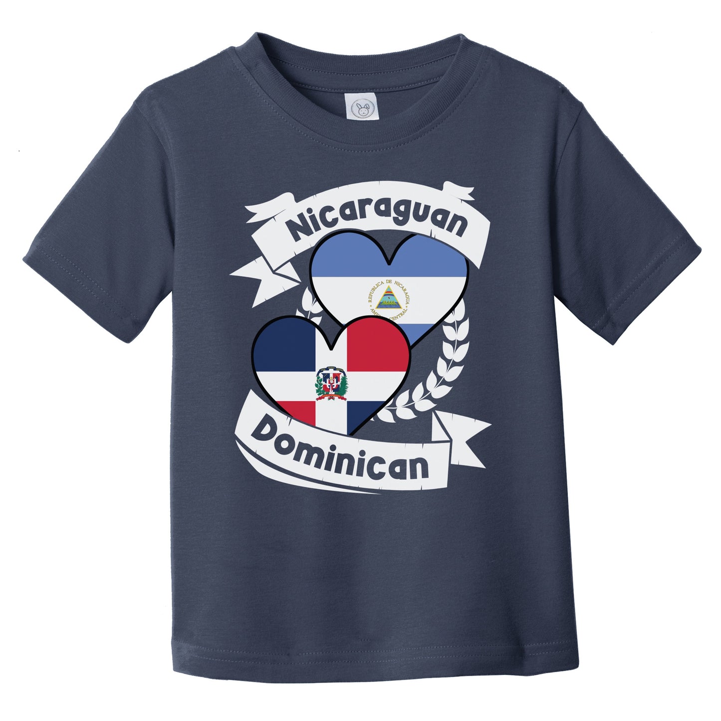Nicaraguan Dominican Heart Flags Nicaragua Dominican Republic Infant Toddler T-Shirt