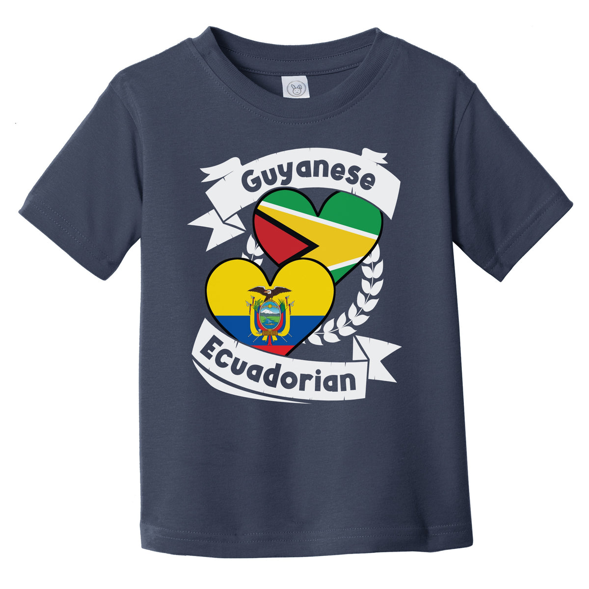Guyanese Ecuadorian Heart Flags Guyana Ecuador Infant Toddler T-Shirt