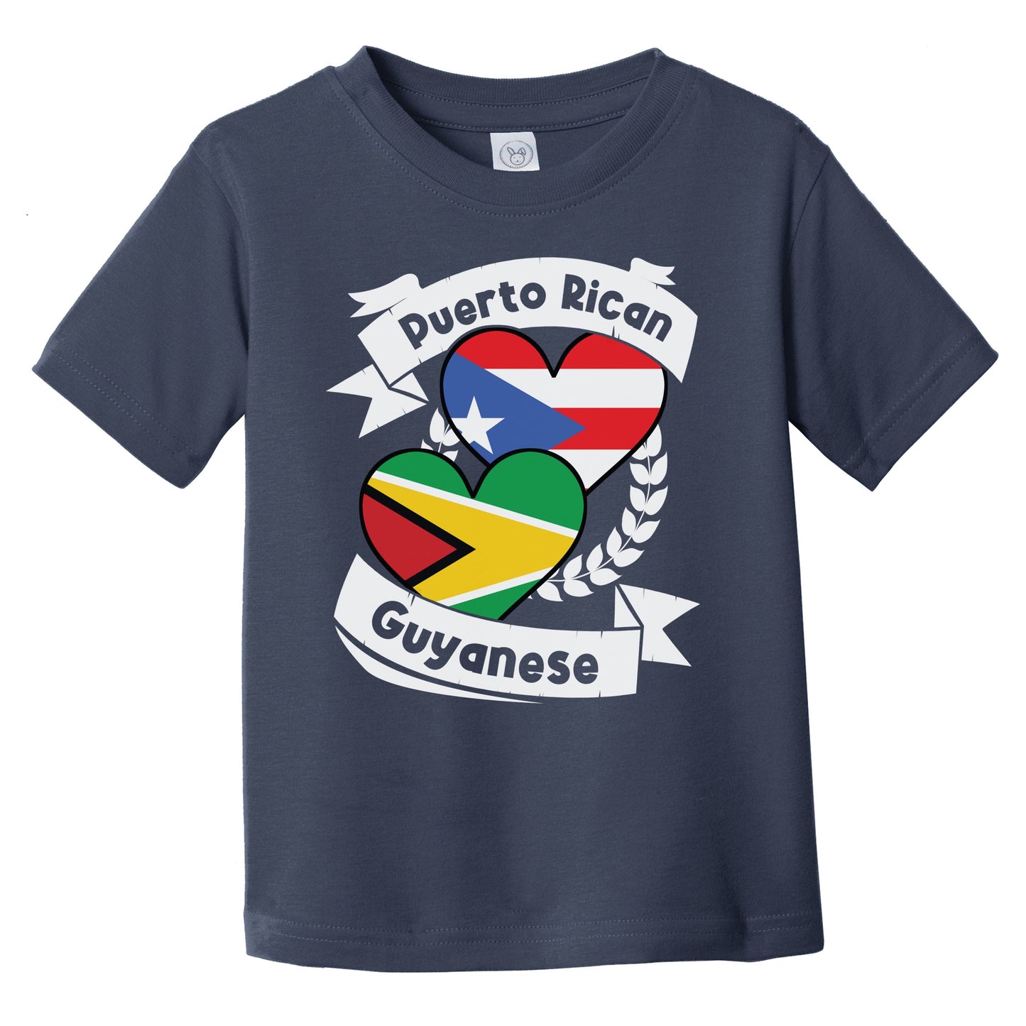 Puerto Rican Guyanese Heart Flags Puerto Rico Guyana Infant Toddler T-Shirt