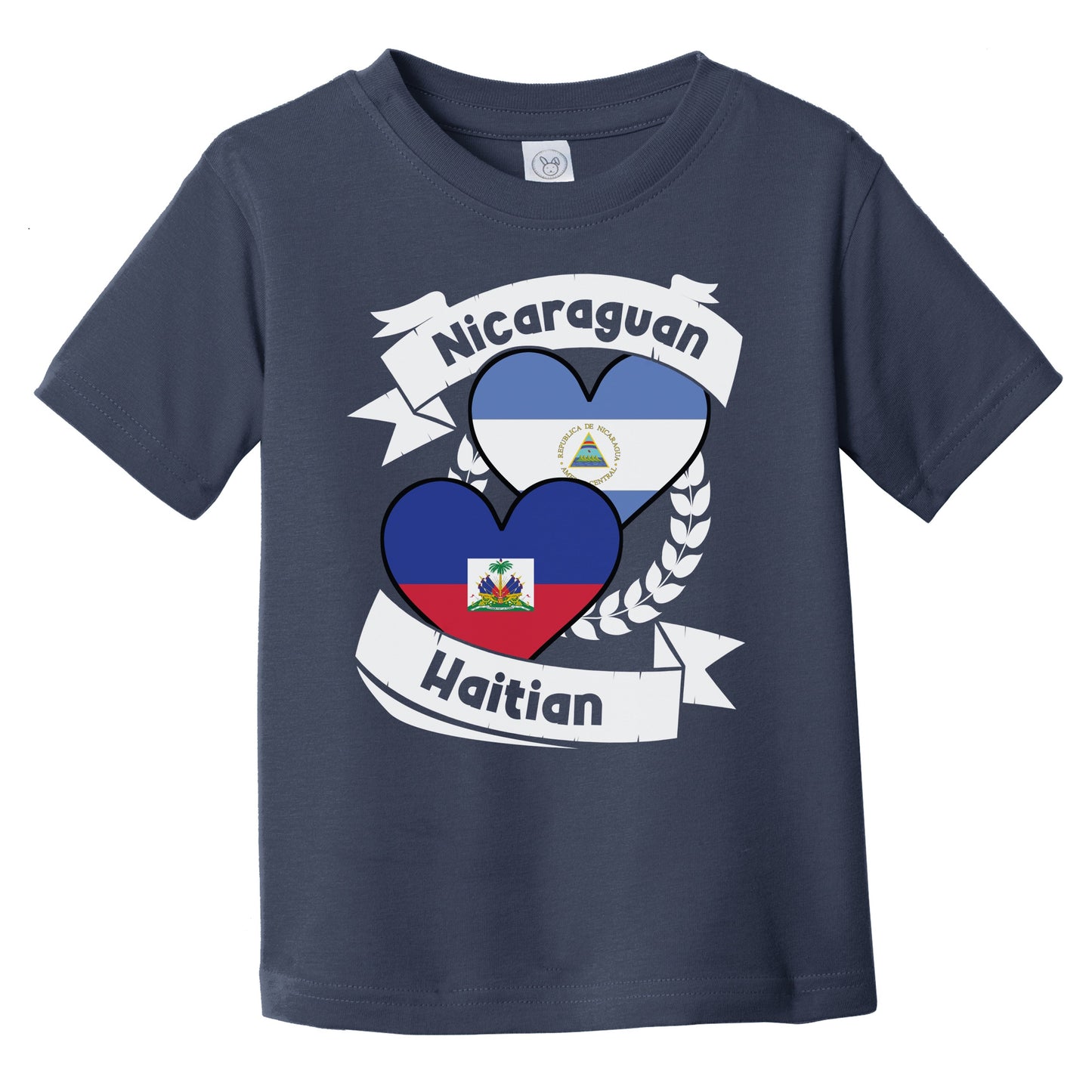 Nicaraguan Haitian Heart Flags Nicaragua Haiti Infant Toddler T-Shirt