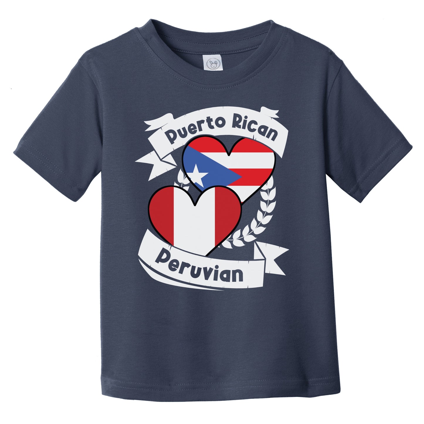 Puerto Rican Peruvian Heart Flags Puerto Rico Peru Infant Toddler T-Shirt