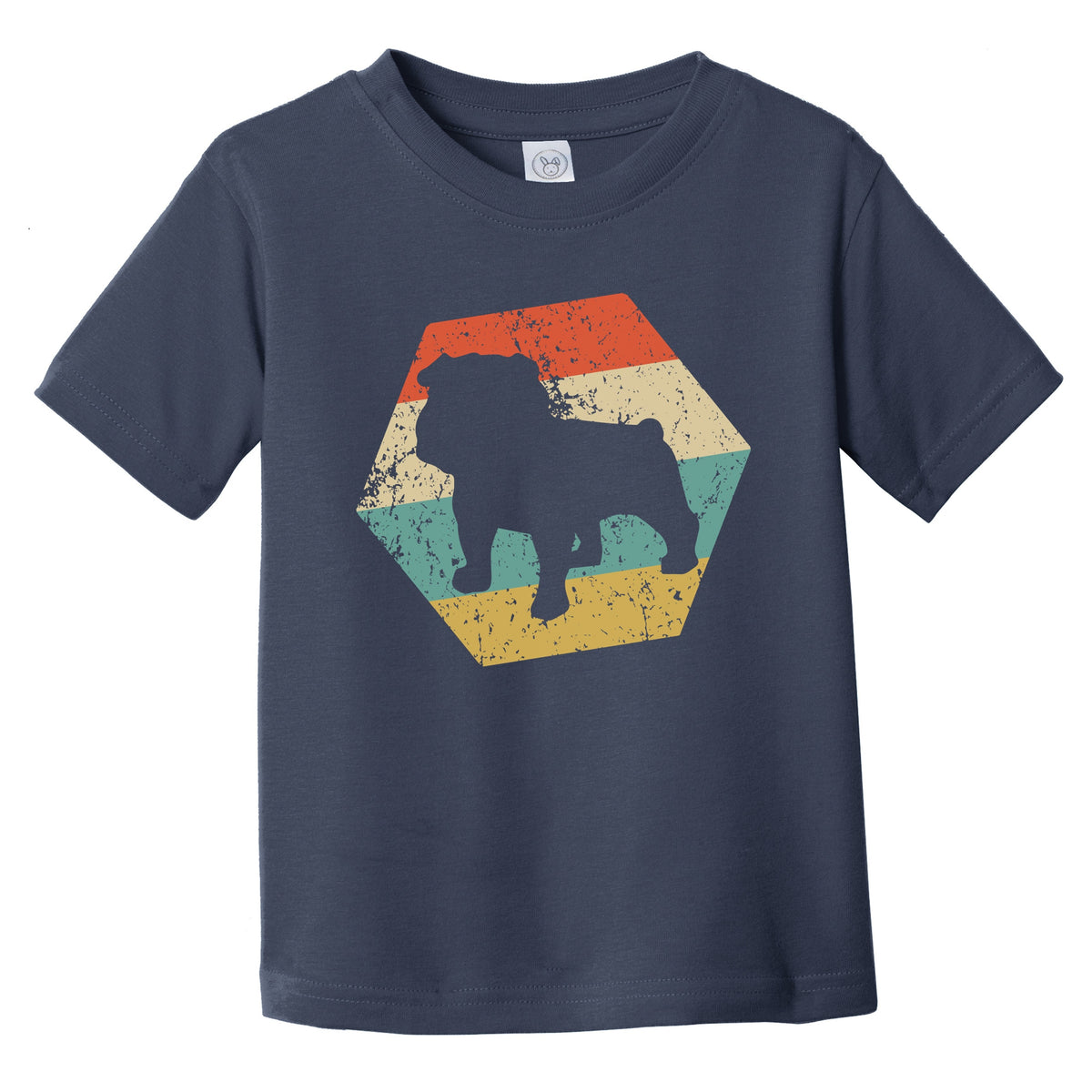 English Bulldog Dog Breed Retro Distressed Hexagon Infant Toddler T-Shirt