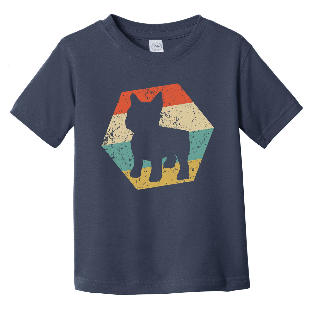 French Bulldog Dog Breed Retro Distressed Hexagon Infant Toddler T-Shirt
