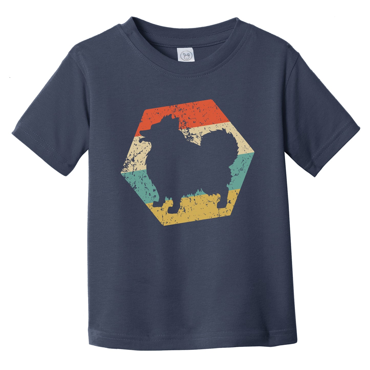 Pomeranian Dog Breed Retro Distressed Hexagon Infant Toddler T-Shirt
