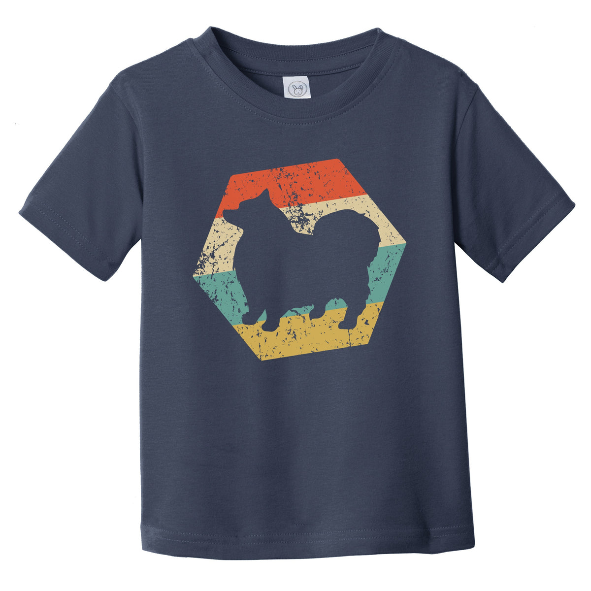 Keeshond Dog Breed Retro Distressed Hexagon Infant Toddler T-Shirt
